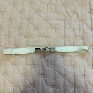 White Elastic Belt with Silver Buckle